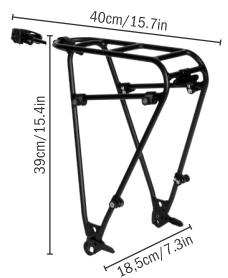 Abmessungen des Ortlieb Quick Rack Gep&auml;cktr&auml;gers